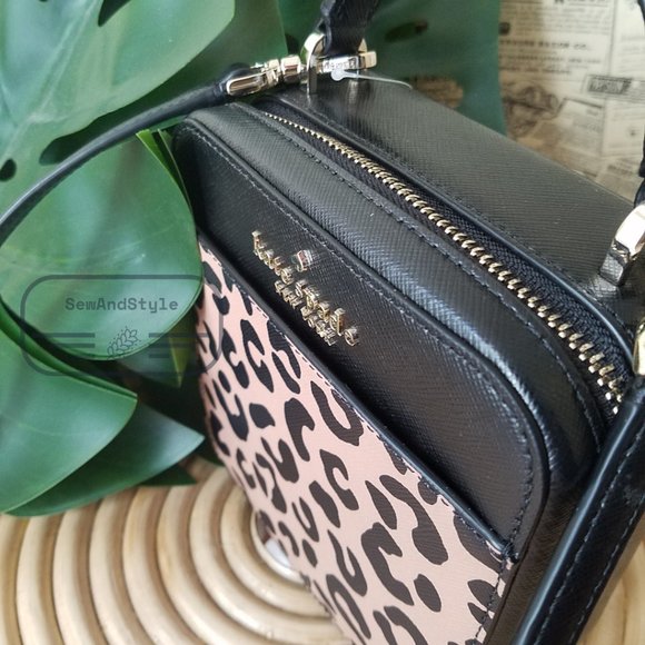 - KATE SPADE DAISY GRAPHIC LEOPARD VANITY CROSSBODY BAG BLACK REMI NWT $249 - Picture 4 of 8